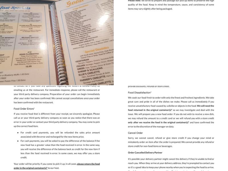 Forum Diner Menu