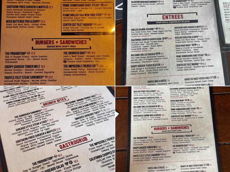 Tap 42 Craft Kitchen & Bar - Fort Lauderdale Menu