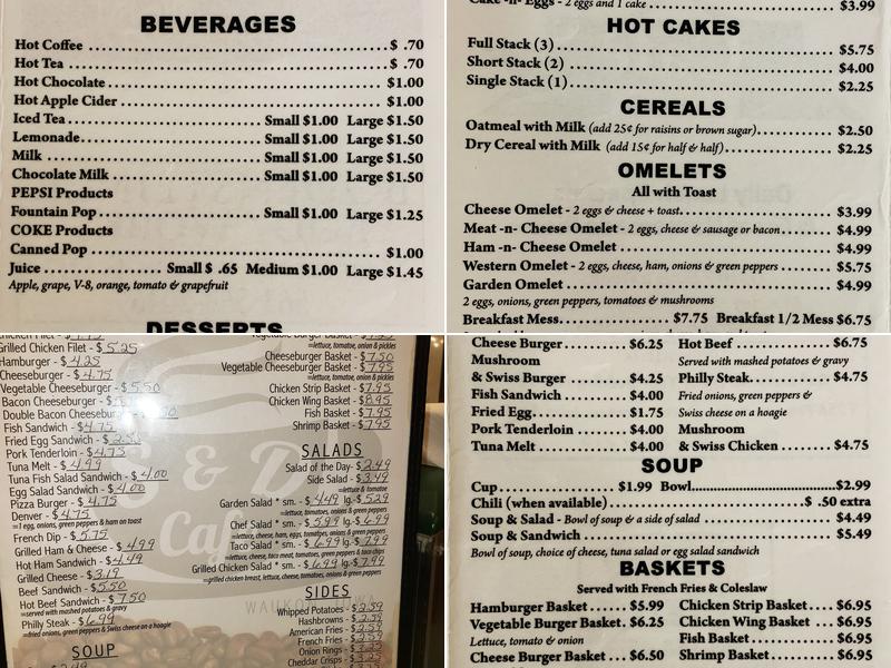S & D Cafe Menu