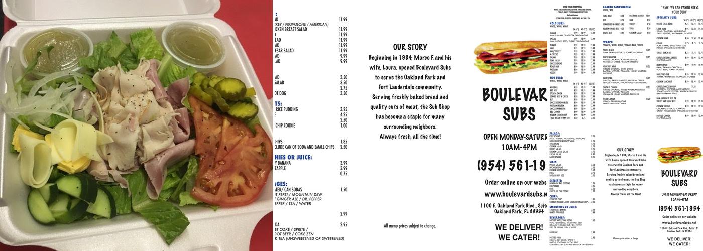 Boulevard Subs Menu