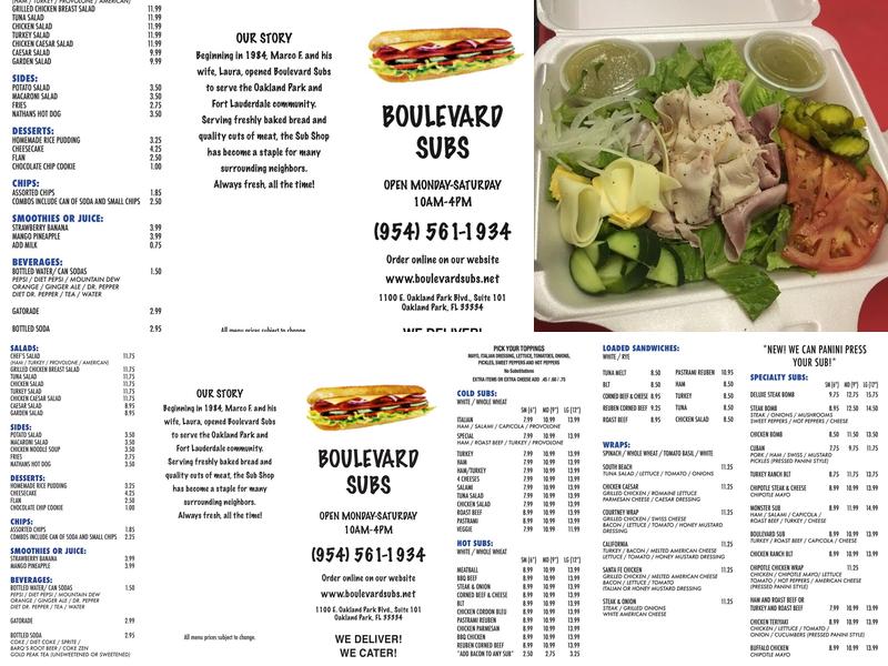 Boulevard Subs Menu