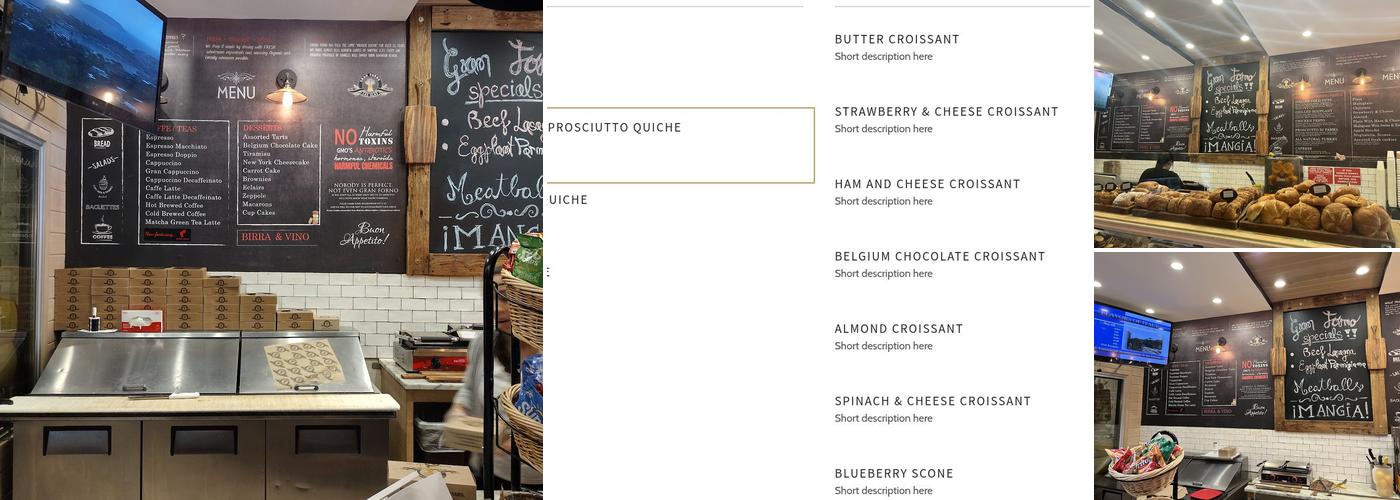 Gran Forno Bakery Menu