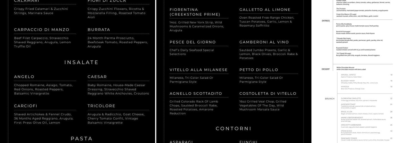 Casa D'Angelo Ristorante Menu