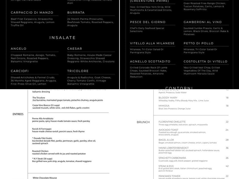 Casa D'Angelo Ristorante Menu