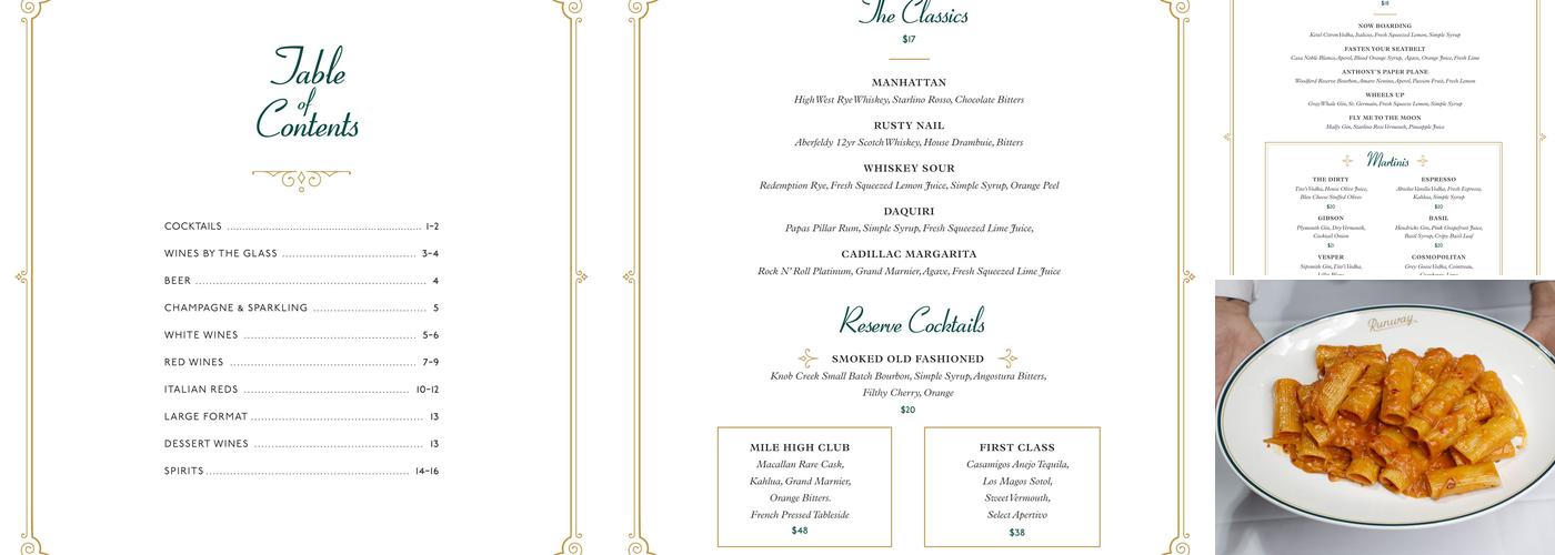 Anthony's Runway 84 Menu