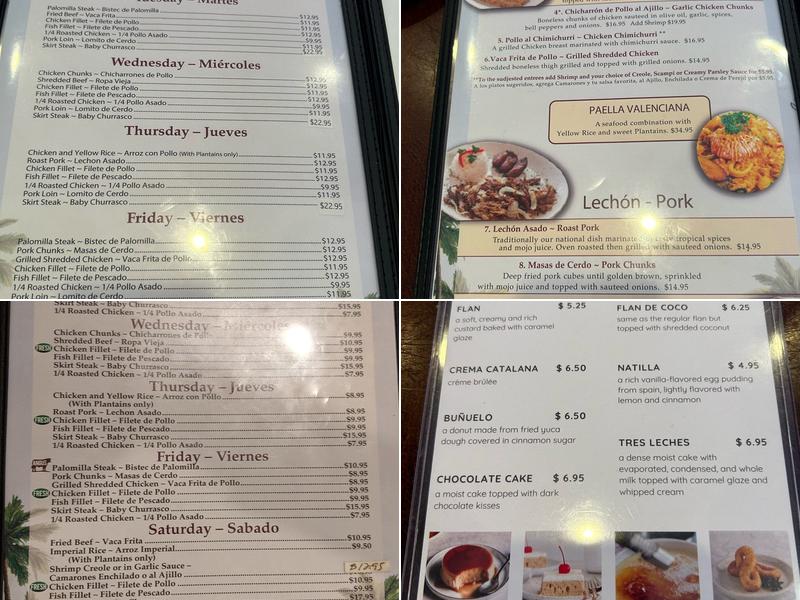 Las Vegas Cuban Cuisine Menu