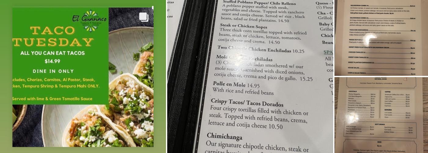 El Guanaco Taqueria Y Antojitos Menu