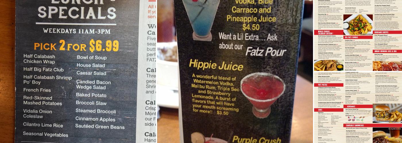 Fatz Cafe - Camden Menu