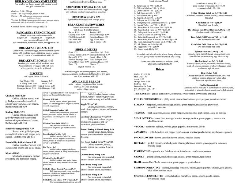 Triangle Subs & Cafe Menu