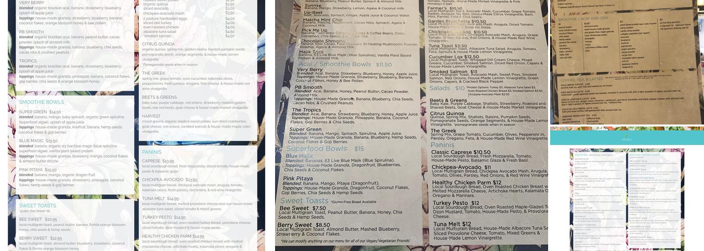 JB&C Juice Bar & Cafe Menu