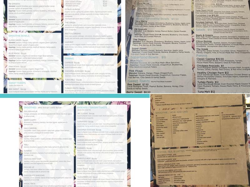 JB&C Juice Bar & Cafe Menu