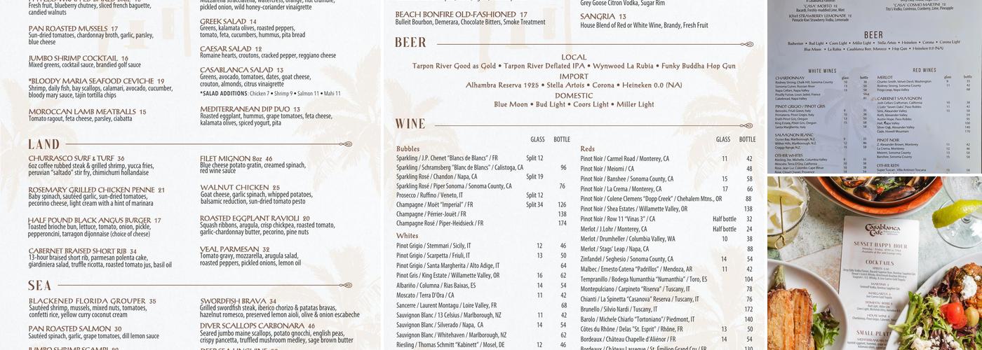 Casablanca Cafe Menu