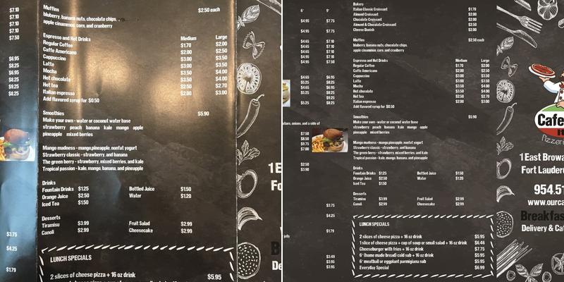 Café Roma italy Menu