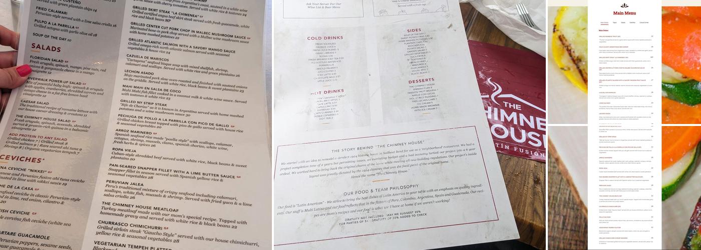 The Chimney House - Grill & Cafe Menu