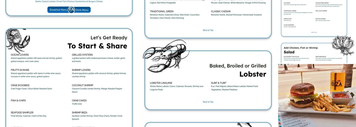 Cafe Ibiza Menu