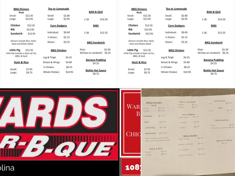 Ward's Bar-B-Que Menu