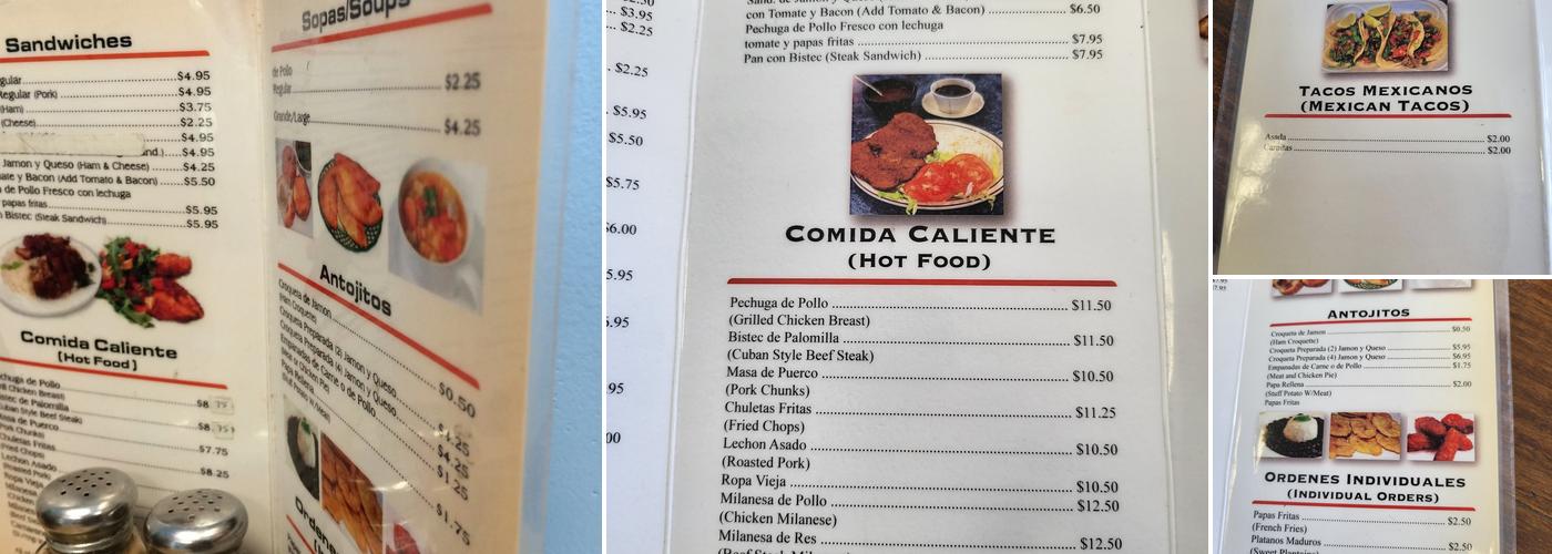 Mama's Latin Cafe Menu