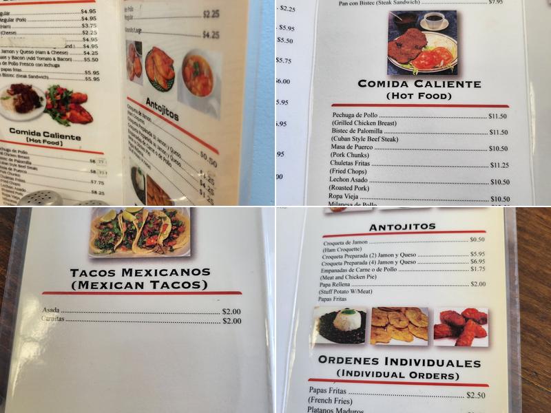 Mama's Latin Cafe Menu