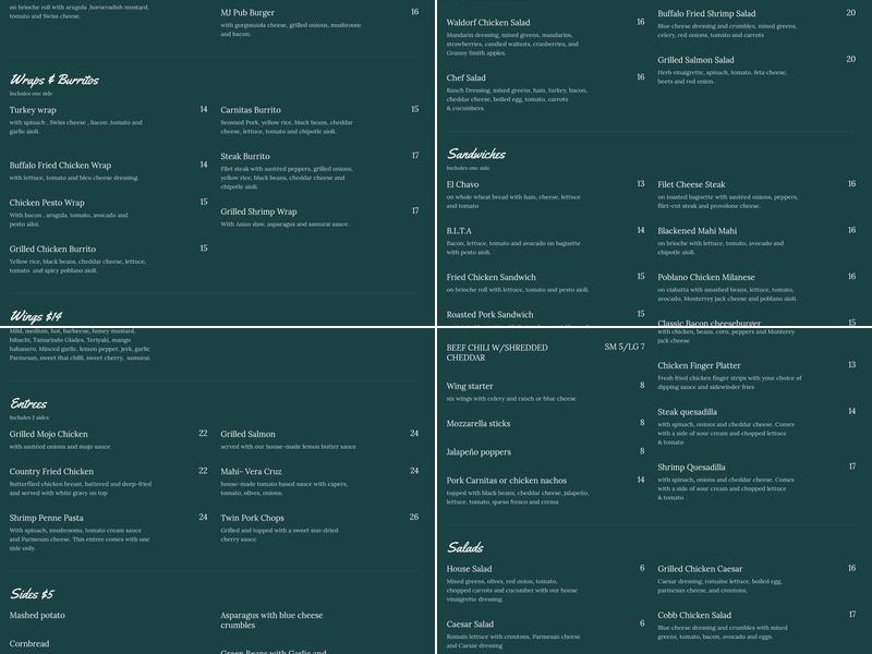 The Mason Jar Cafe Menu