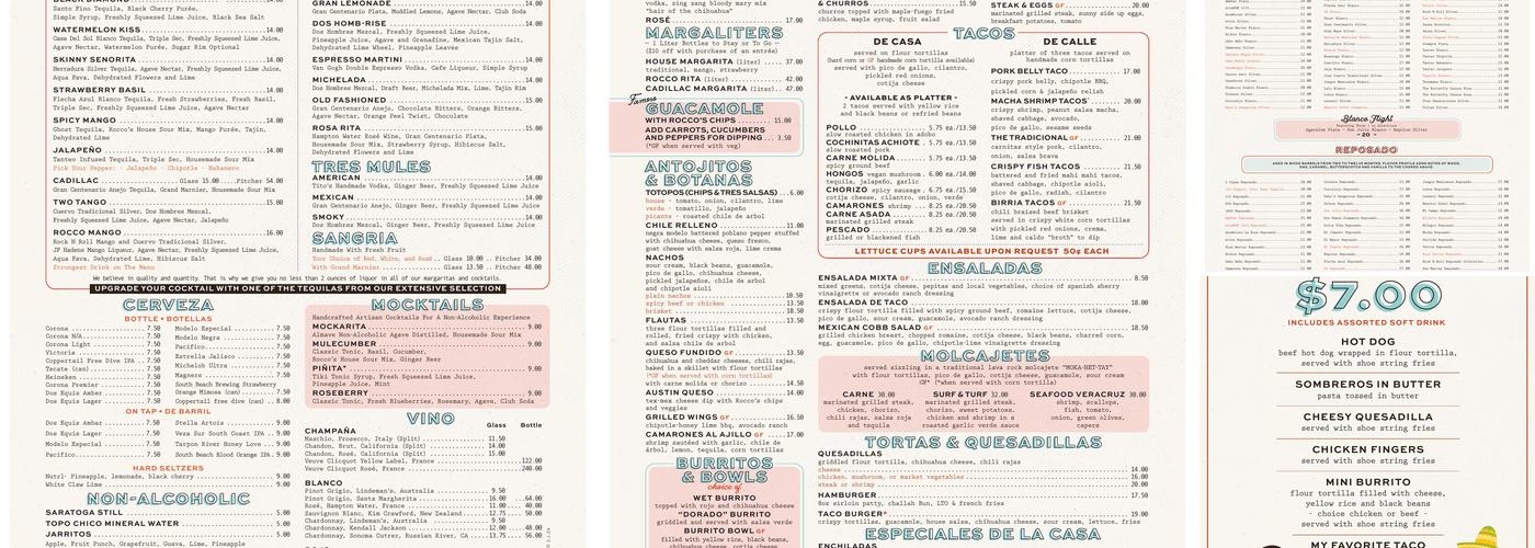 Rocco's Tacos & Tequila Bar Menu
