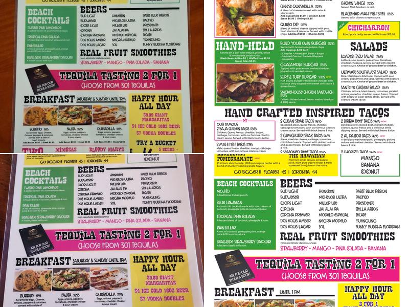 The Drunken Taco Menu