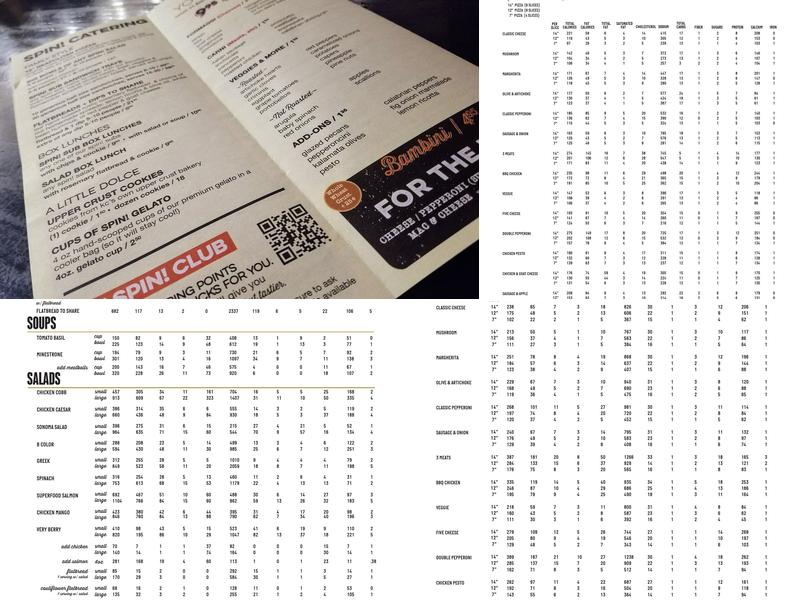 SPIN! Pizza Menu