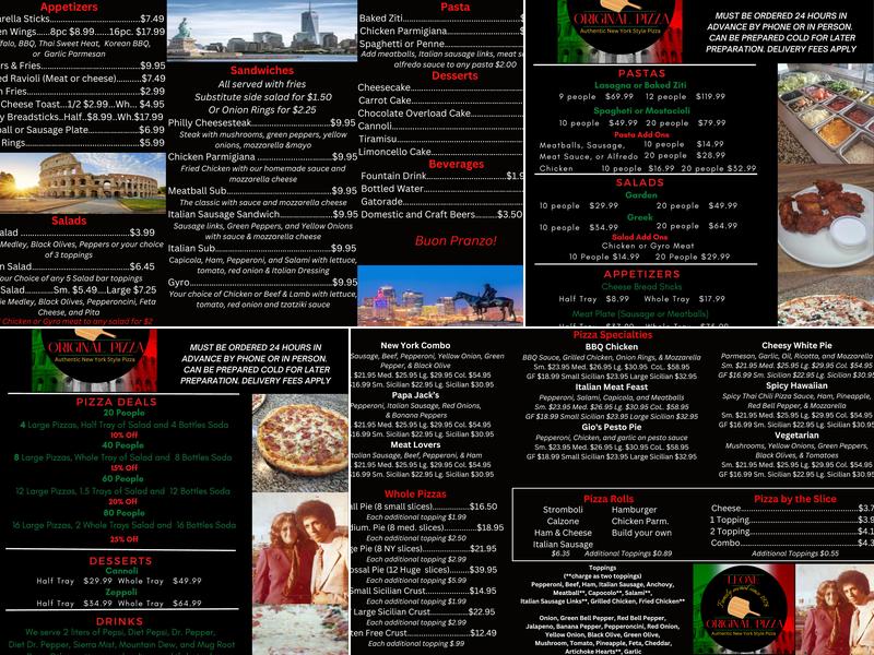 Leone Original Pizza Menu
