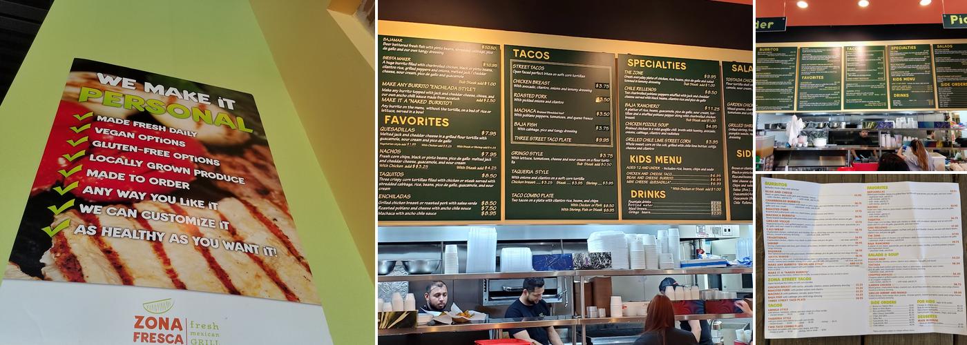 Zona Fresca Menu