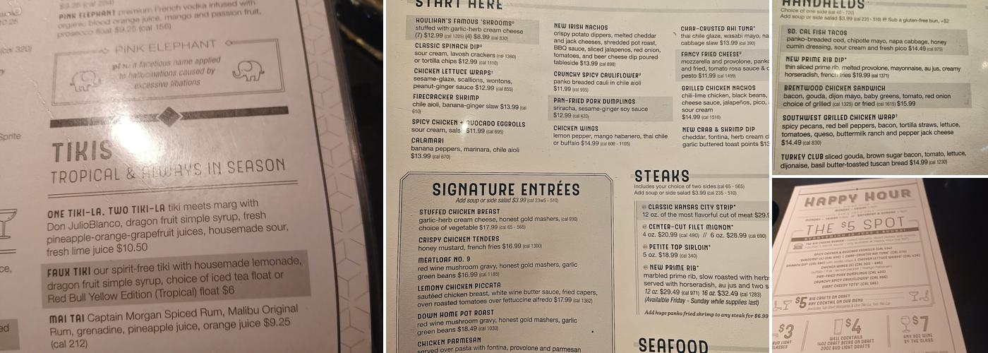Houlihan's Menu