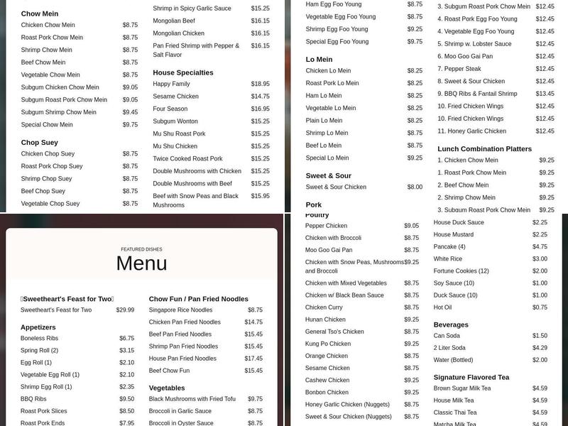 Dragon Inn Menu
