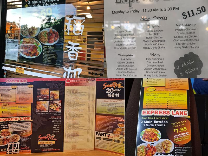 Sun Rice Chinese Restaurant Menu