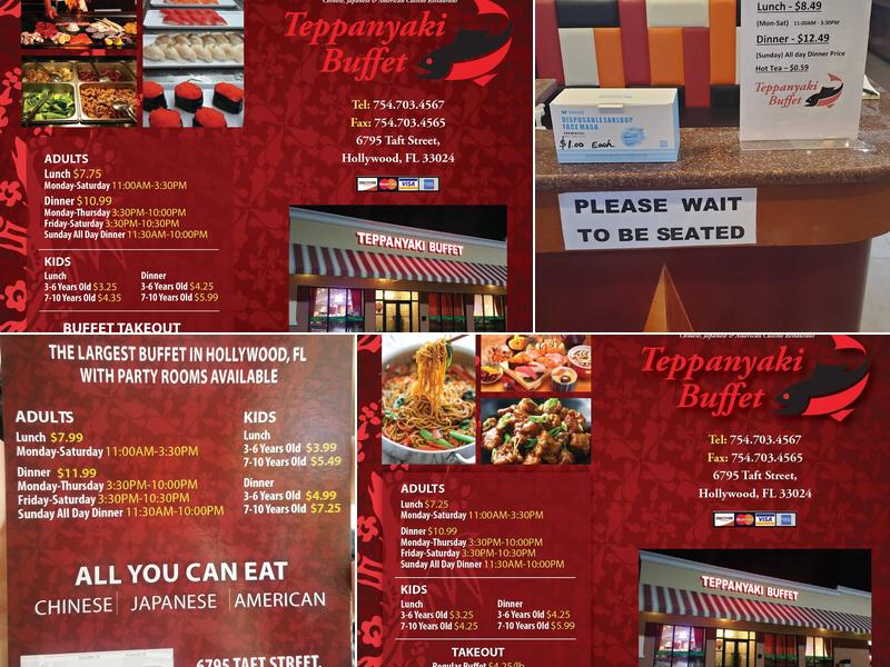 Teppanyaki Buffet Menu