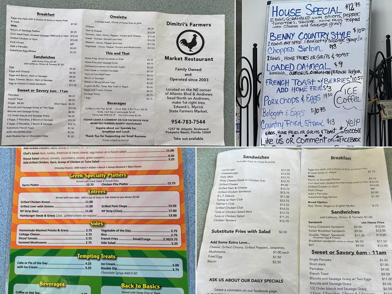 Dimitris Farmer's Market Restaurant Menu