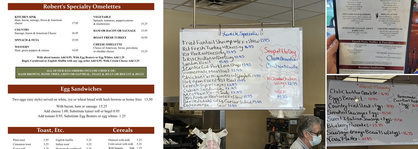 Robert's Restaurant Menu