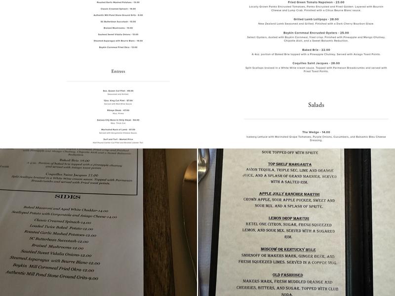 Mill Pond Steakhouse Menu