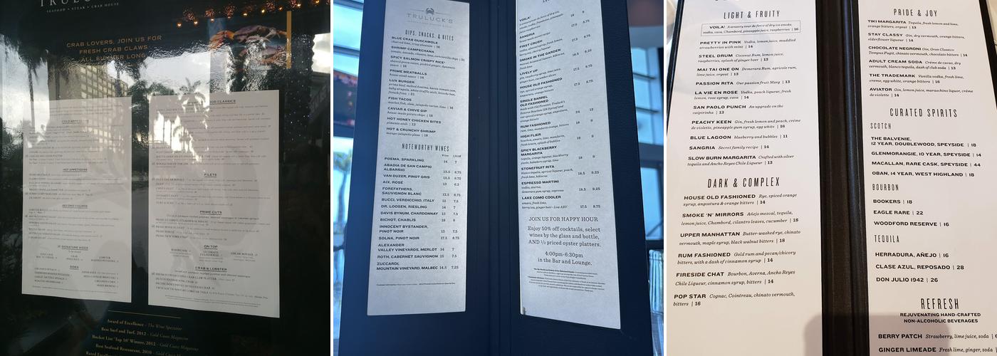 Truluck's Ocean's Finest Seafood & Crab Menu