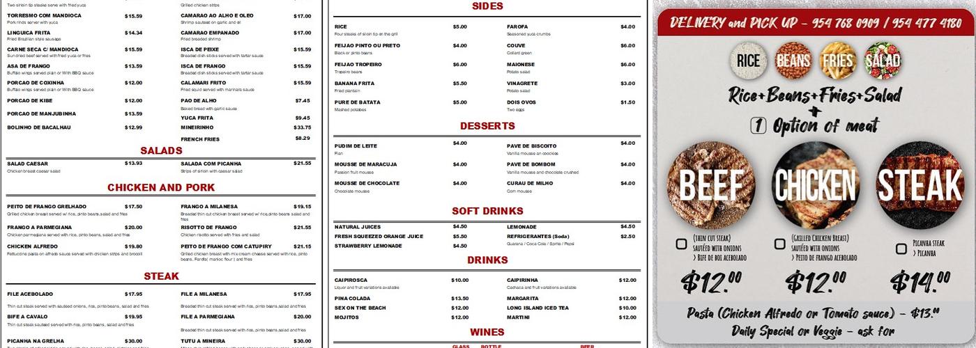 Feijão com Arroz Steakhouse Menu