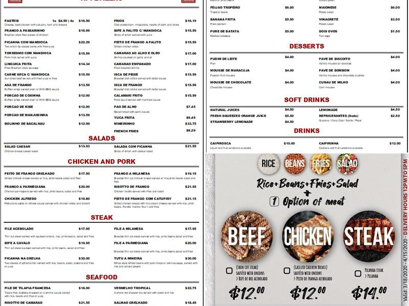 Feijão com Arroz Steakhouse Menu