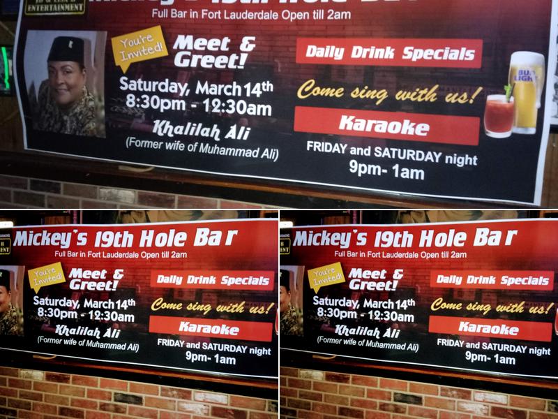 Mickey's 19th Hole Bar Menu