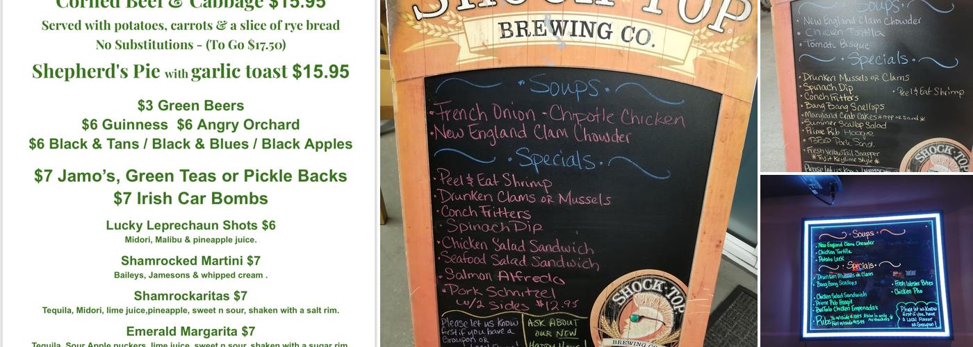 The Cage Bar and Grill Menu