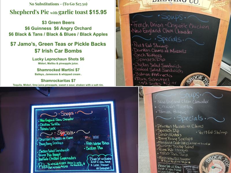 The Cage Bar and Grill Menu