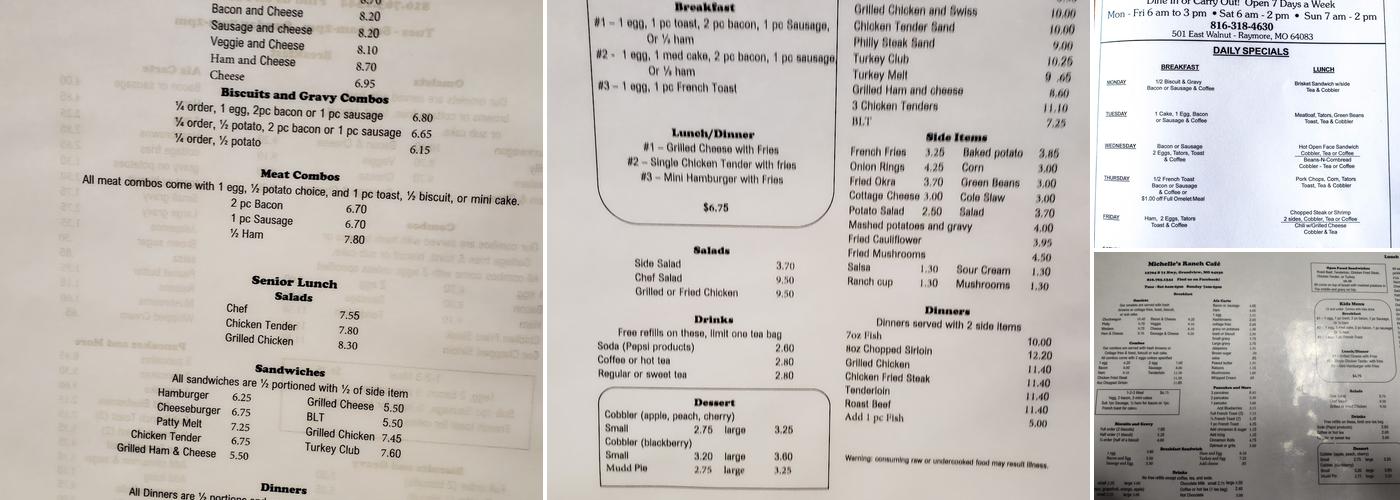 Ranch Cafe Menu
