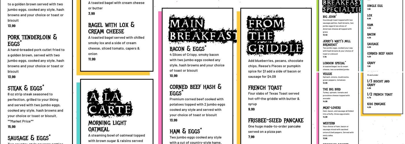 Jerry's Cafe Menu