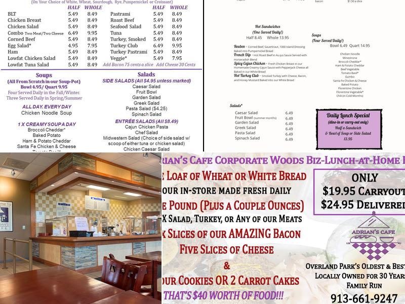 Adrian's Cafe Menu