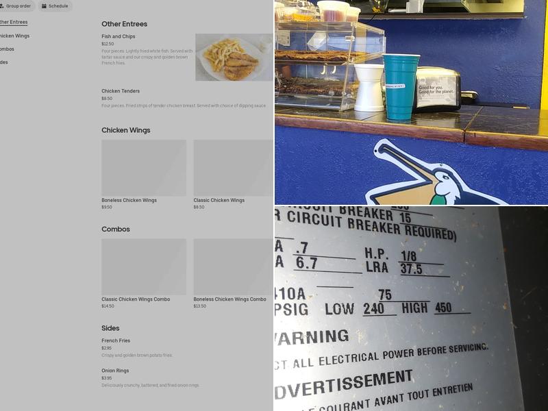 Pelican Wings and things Menu