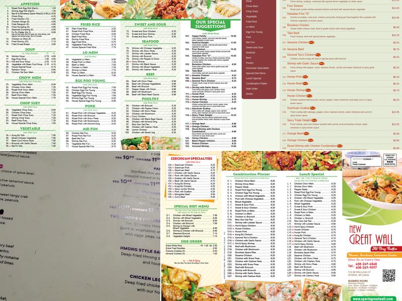 Great Wall Buffet Menu