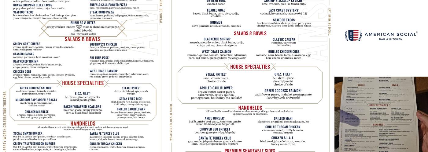 American Social Menu