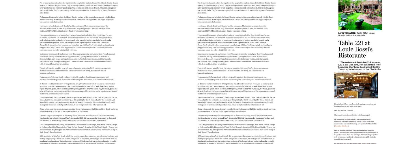 Louie Bossi's Ristorante Bar Pizzeria Menu