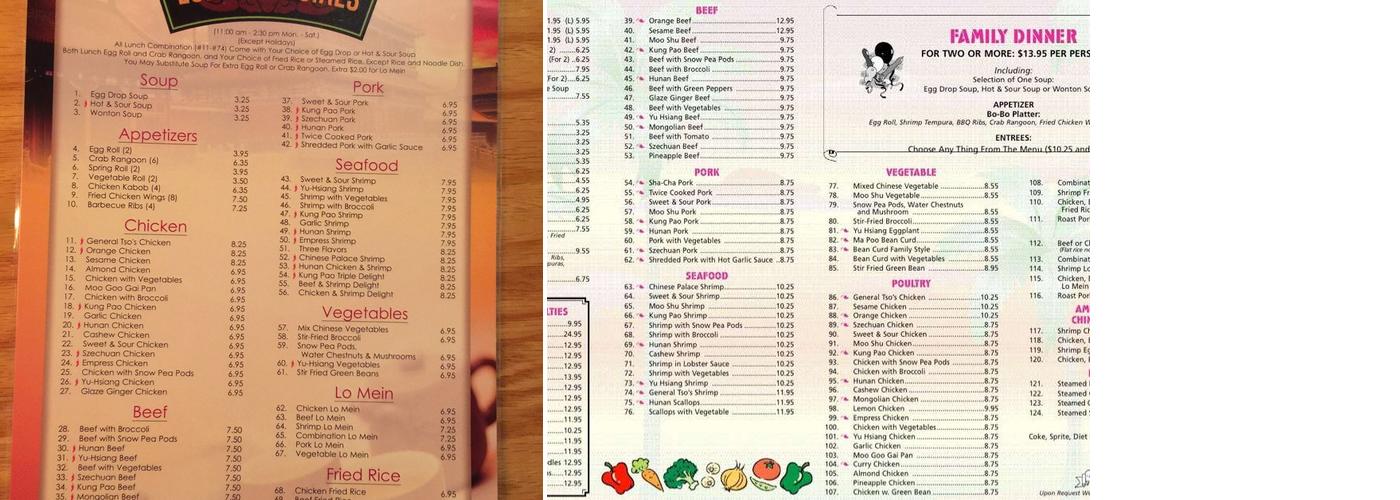 Chinese Palace Restaurant Menu