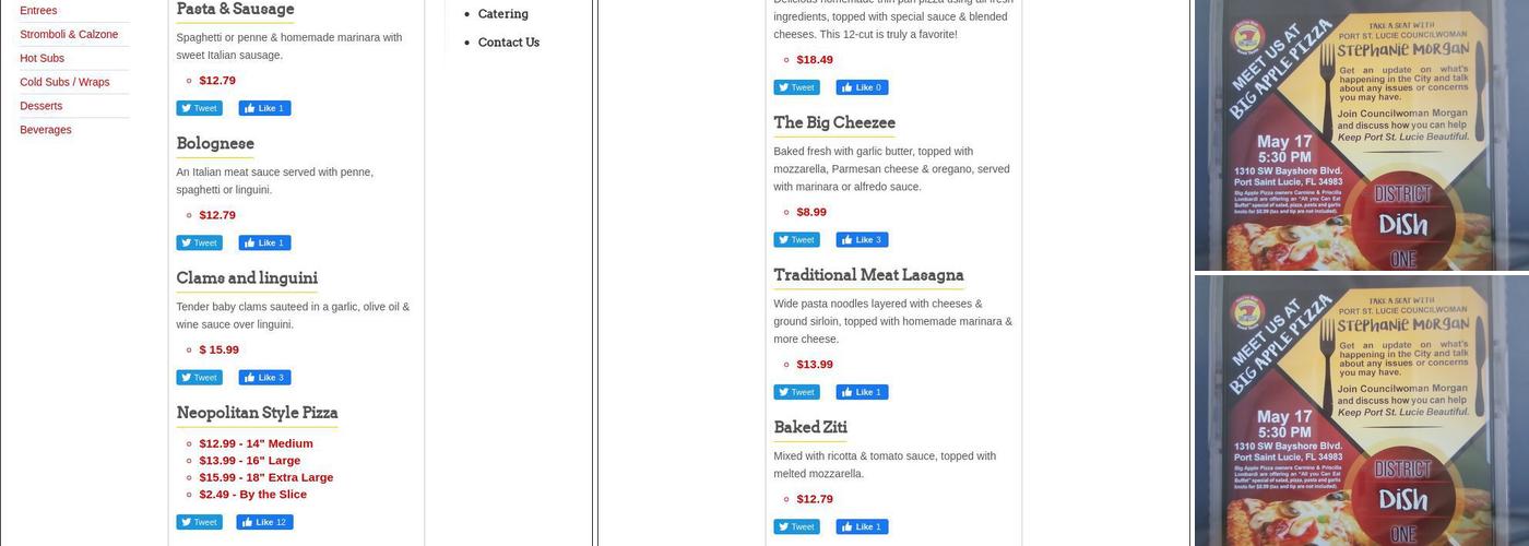 Big Apple Pizza & Pasta Menu